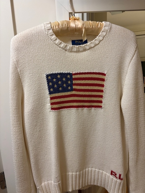 Polo Ralph Lauren Sweaters - Polo by Ralph Lauren Cream Knit American Flag Sweater - Women's - fits like XS/S